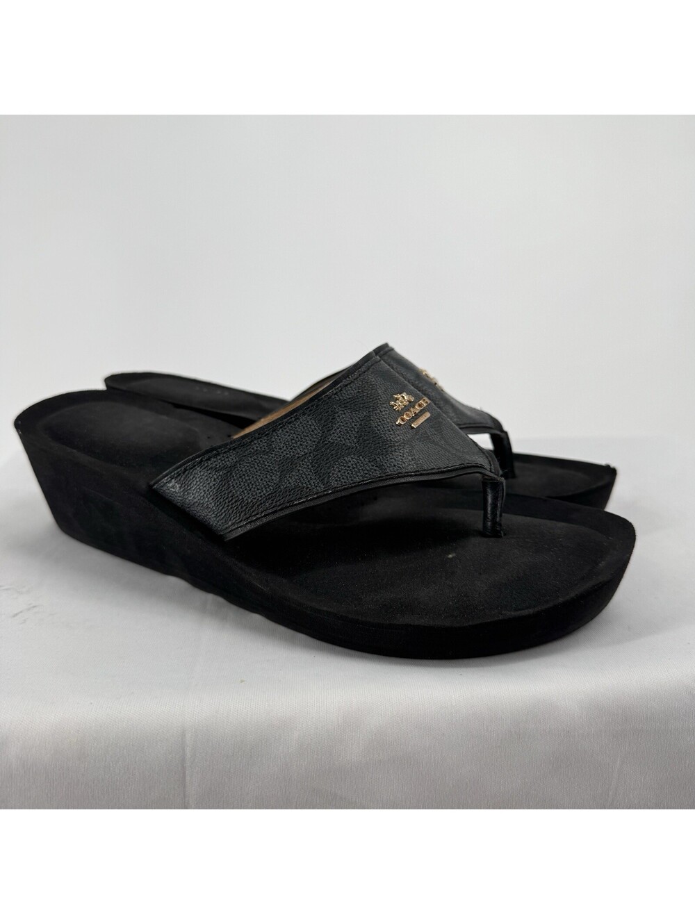 Coach sandals 10 wedge flip flop 90s y2k janice logo thong designer summer